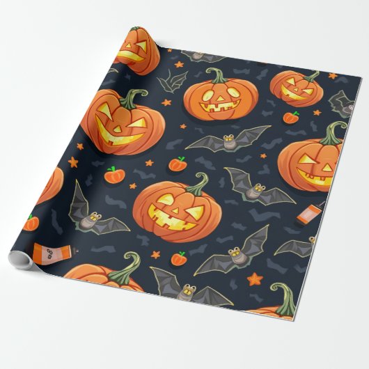 Halloween Pumkin Wrapping Paper Cadeaupapier (Uitgerold)