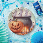 Halloween Pumpkin and Ghosts  Papieren Bordje (Feest)