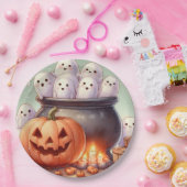 Halloween Pumpkin and Ghosts  Papieren Bordje (Feest)
