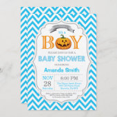 Halloween Pumpkin Baby shower Invitation Boy Kaart (Voorkant / Achterkant)