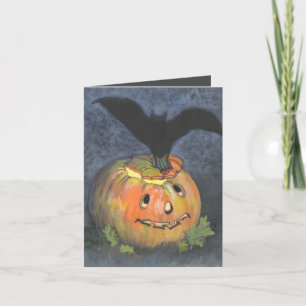Halloween Pumpkin Bat Folded Note Card Bedankkaart