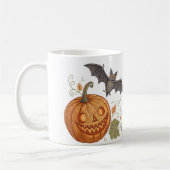 Halloween Pumpkin & Bat Pattern Mok (Links)