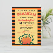 Halloween Pumpkin Birthday Party Invitations Kaart (Staand voorkant)
