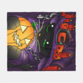 Halloween Pumpkin Black Witch Cat Fleece Deken (Voorkant (Horizontaal))