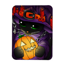 Halloween Pumpkin Black Witch Cat Magnet Magneet