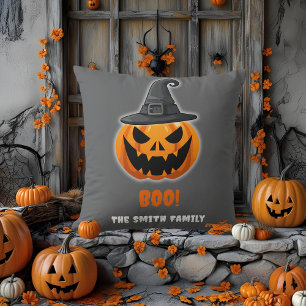 Halloween Pumpkin "BOO!" – Persoonlijke naam Kussen