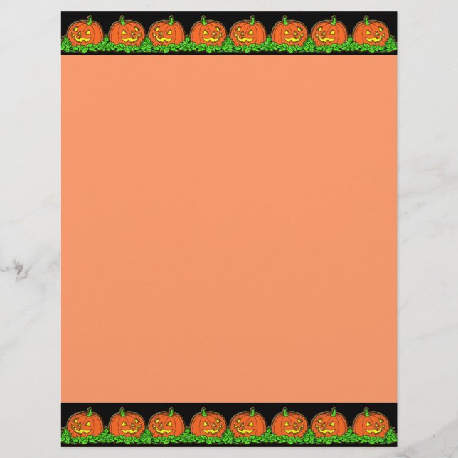 Halloween Pumpkin Border Briefhoofd (Voorkant)