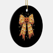 Halloween Pumpkin Bow Candy Corn Keramisch Ornament (Rechts)