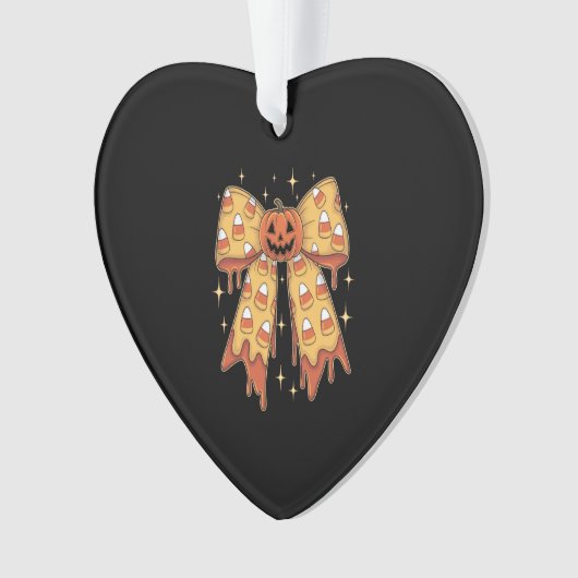 Halloween Pumpkin Bow Candy Corn Ornament (voorkant)