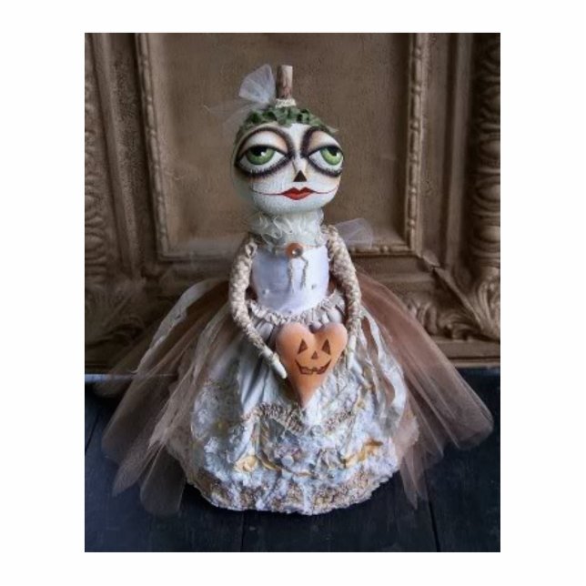 Halloween Pumpkin Bride Photo Sculpture Fotobeeldje Sleutelhanger (Voorkant)