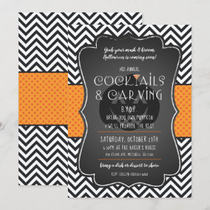 Halloween Pumpkin Carving and Cocktails Invitation Kaart