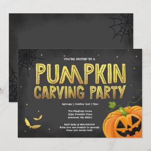 Halloween Pumpkin Carving Party Invitation Kaart