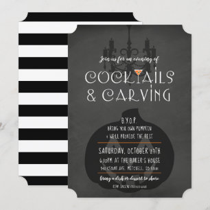 Halloween Pumpkin Carving Party Invitation Kaart