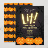 Halloween Pumpkin Carving Party Invitation Kaart (Voorkant / Achterkant)