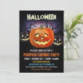 Halloween Pumpkin Carving Party Invitation Kaart (Staand voorkant)