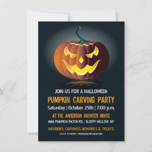 Halloween Pumpkin Carving Party Invitation Kaart