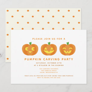 Halloween Pumpkin Carving Party Invitation Kaart