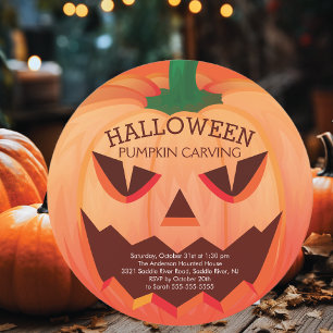 Halloween Pumpkin Carving Party Invitation Kaart