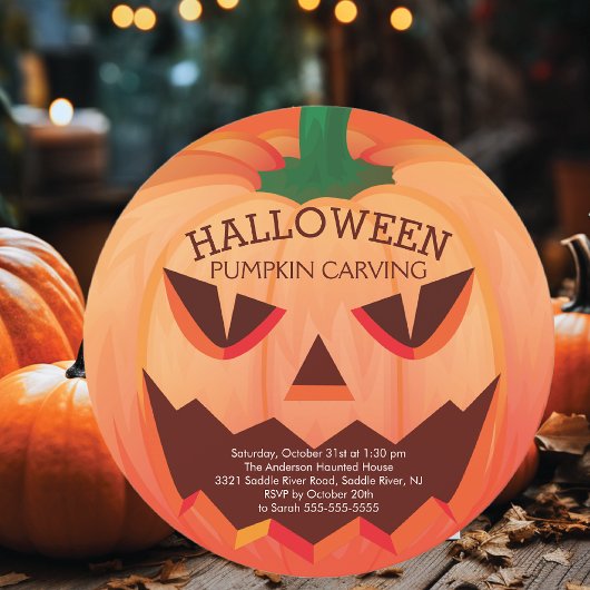 Halloween Pumpkin Carving Party Invitation Kaart