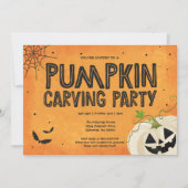 Halloween Pumpkin Carving Party Invitation Kaart (Voorkant)