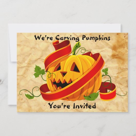 Halloween Pumpkin Carving Party Invitation Kaart (Voorkant)