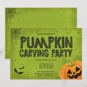 Halloween Pumpkin Carving Party Invitation Kaart