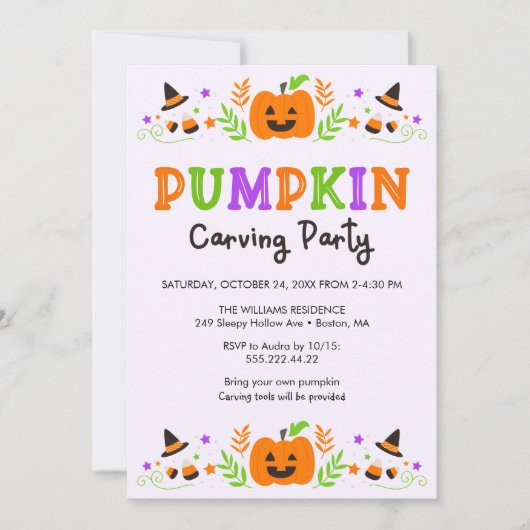 Halloween Pumpkin Carving Party Kaart (Voorkant)