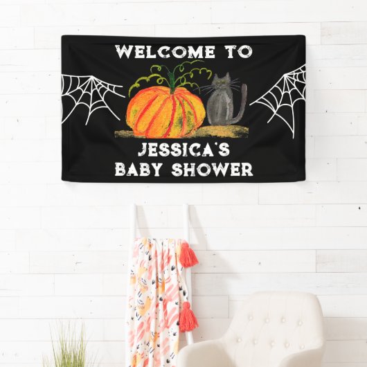 Halloween Pumpkin Cat Baby shower Spandoek (Insitu)