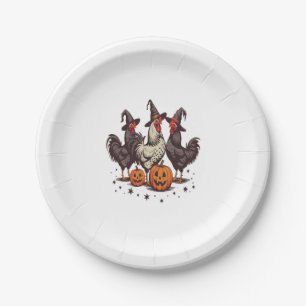 Halloween Pumpkin Chicken Witch Herfst Papieren Bordje