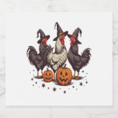 Halloween Pumpkin Chicken Witch Herfst Sparkling Wijnetiket (Enkel label)