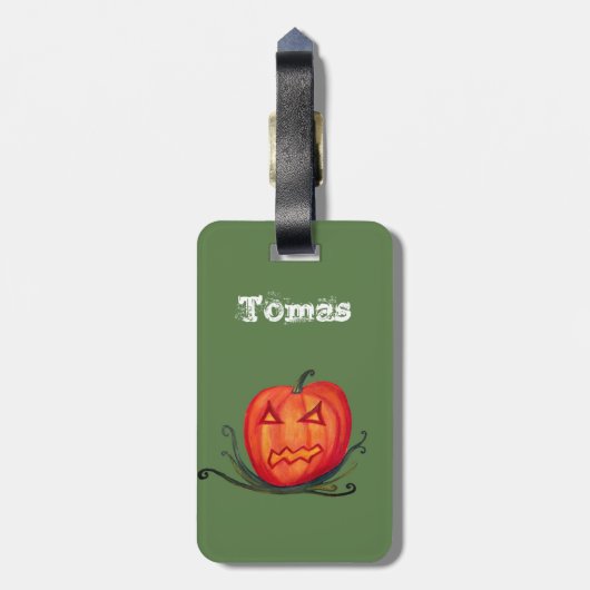 Halloween, Pumpkin Custom Name Bagagelabels (Achterkant verticaal)