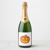 Halloween Pumpkin Cute Witch Chicken Sparkling Wijnetiket (Voorkant)