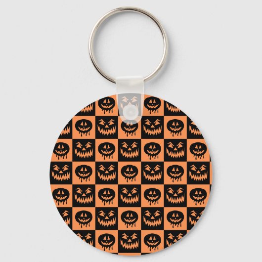Halloween Pumpkin Face Ghost Spooky Pattern Sleutelhanger (Voorkant)
