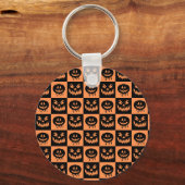 Halloween Pumpkin Face Ghost Spooky Pattern Sleutelhanger (Voorkant)