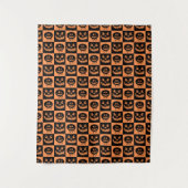 Halloween Pumpkin Face Ghost Spooky Pattern Wandkleed (Voorkant)