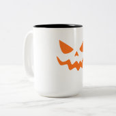 Halloween Pumpkin Face Mug – Cute & Festive Orange Tweekleurige Koffiemok (Voorkant links)