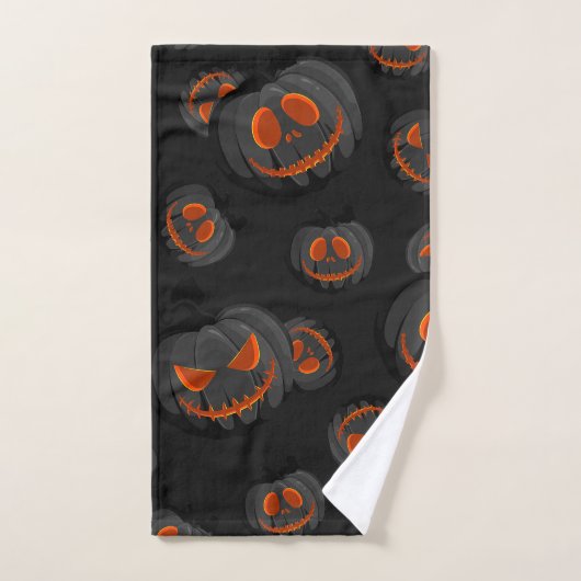 Halloween Pumpkin Face Spooky Pattern Handdoek (Handdoek)