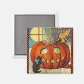 Halloween Pumpkin, Fairy and Black Cat Magnet Magneet (Voorkant / Achterkant)