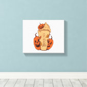 Halloween Pumpkin Funny Halloween Pumpkin Canvas Afdruk (Insitu (Houten vloer))