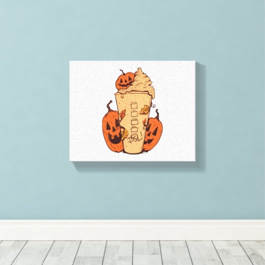 Halloween Pumpkin Funny Halloween Pumpkin Canvas Afdruk (Insitu (Houten vloer))