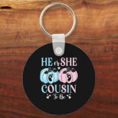 Halloween Pumpkin Gender Reveal He Or She Cousin T Sleutelhanger (Voorkant)