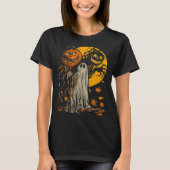 Halloween Pumpkin Ghost Autumn Leaves Graphic Art T-shirt (Voorkant)