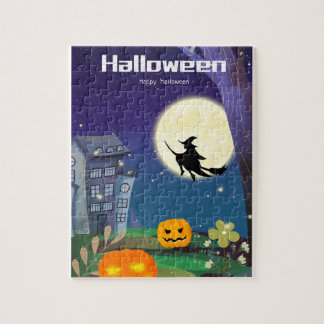 Halloween Pumpkin Head Castle Witch Legpuzzel