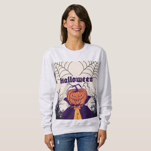 Halloween Pumpkin Head Graveyard Sweatshirt (Voorkant volledig)