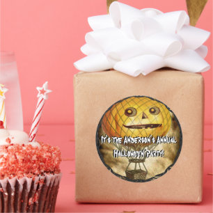 HALLOWEEN Pumpkin Head Hot Air ballon Ronde Sticker