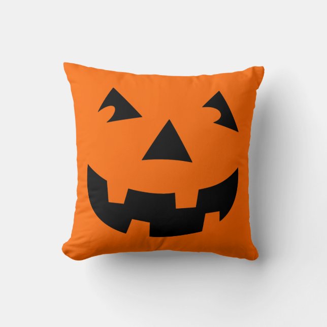 Halloween Pumpkin Head Jack-o-Lantern Kussen (Voorkant)