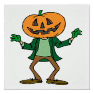 HALLOWEEN PUMPKIN HEAD PERFECT POSTER