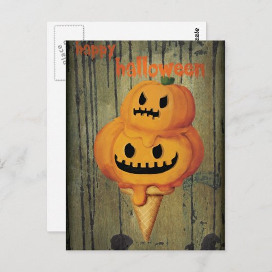 Halloween Pumpkin Ice Cream Cone Briefkaart (Voorkant / Achterkant)