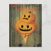 Halloween Pumpkin Ice Cream Cone Briefkaart (Voorkant)