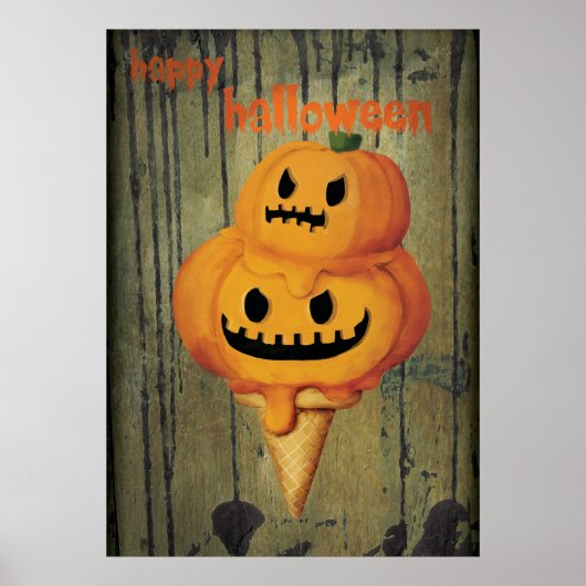 Halloween Pumpkin Ice Cream Cone Poster (Voorkant)
